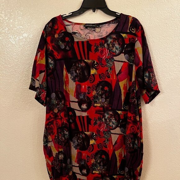 Colorful Tribal Print Dress Plus Size 5X Art‎ You Wear Zanzea Collection Linen - Picture 1 of 7